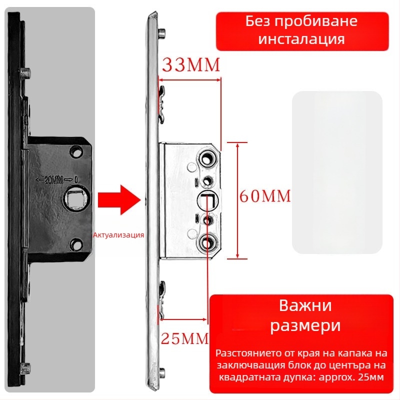 Кутия за заключване за алуминиев касетен прозорец, тяло на предавателното заключване и компоненти за линковано заключване