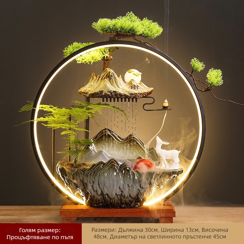 Керамичен овлажнител с течаща водна завеса, в нов китайски стил, за всекидневна и офис, персонализируем