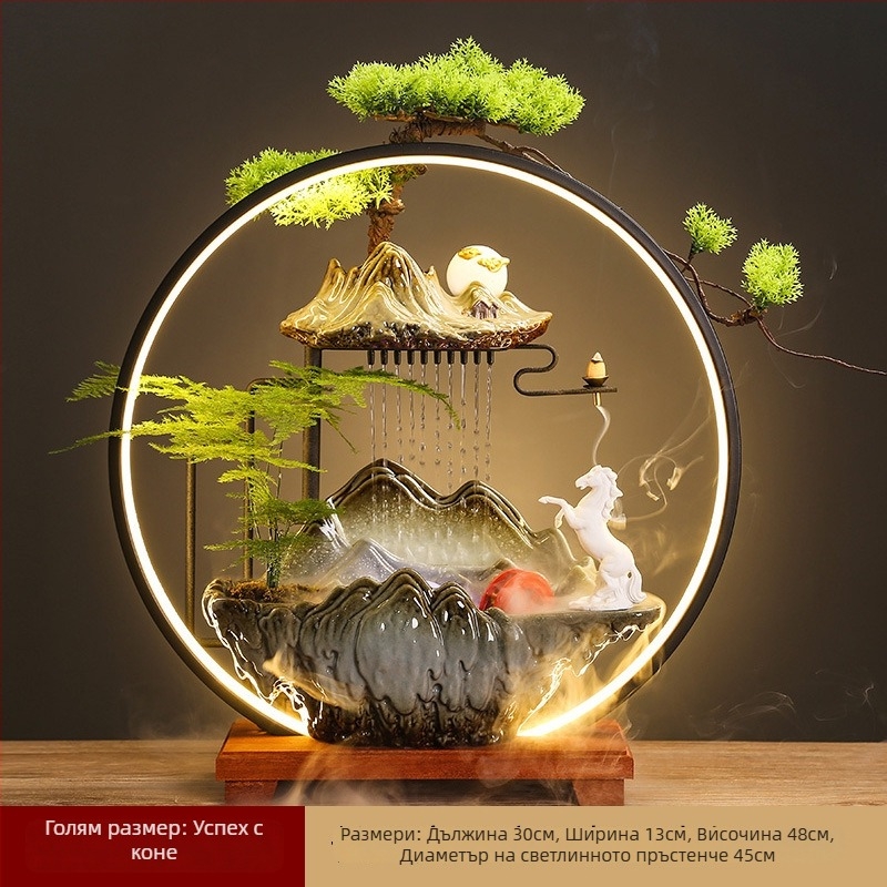 Керамичен овлажнител с течаща водна завеса, в нов китайски стил, за всекидневна и офис, персонализируем