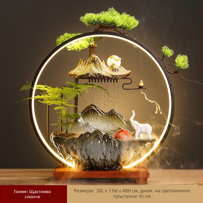 Керамичен овлажнител с течаща водна завеса, в нов китайски стил, за всекидневна и офис, персонализируем