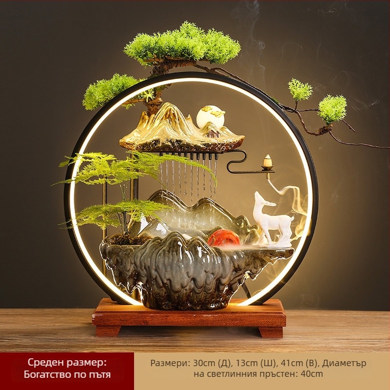 Керамичен овлажнител с течаща водна завеса, в нов китайски стил, за всекидневна и офис, персонализируем