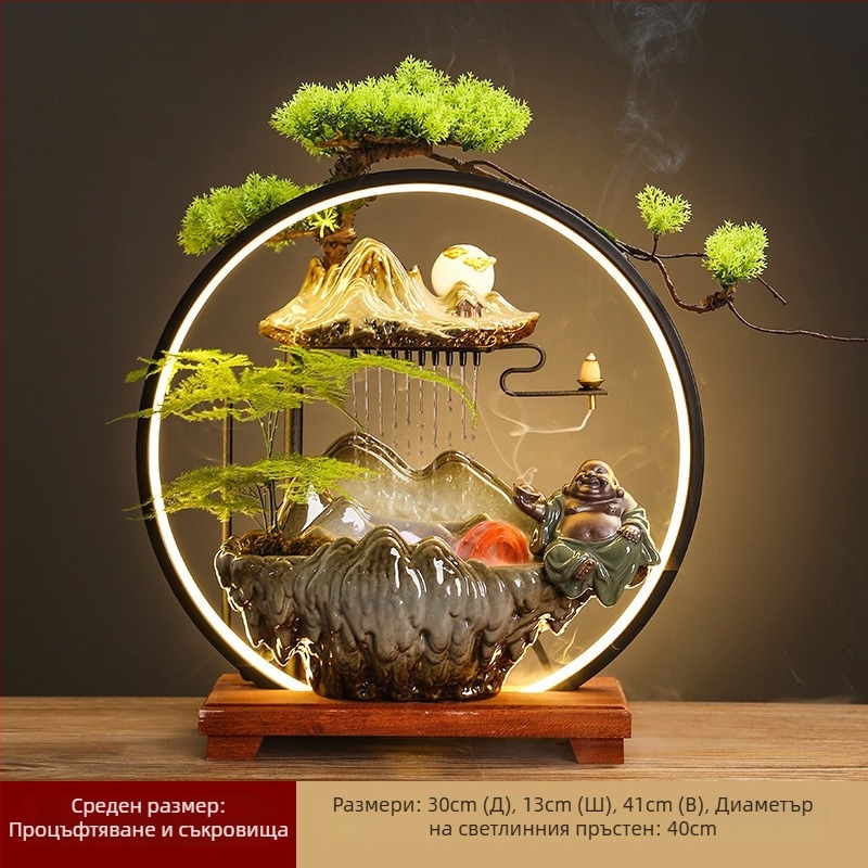 Керамичен овлажнител с течаща водна завеса, в нов китайски стил, за всекидневна и офис, персонализируем