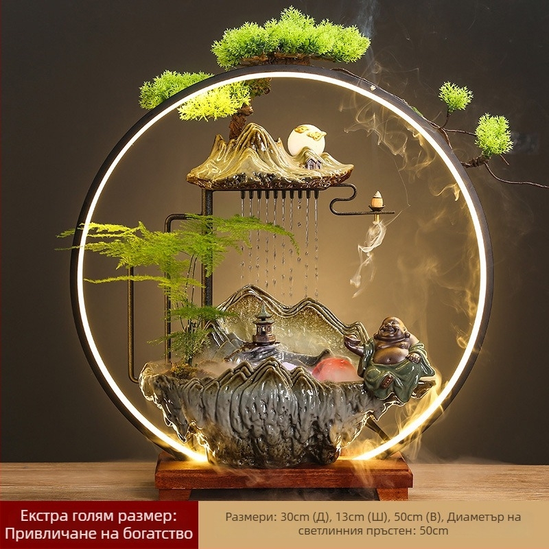 Керамичен овлажнител с течаща водна завеса, в нов китайски стил, за всекидневна и офис, персонализируем