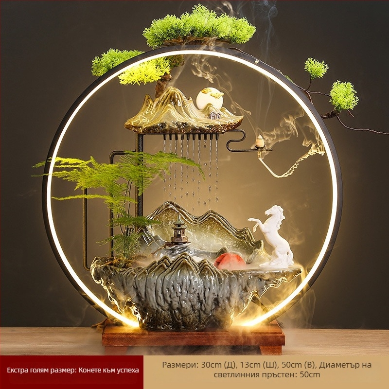 Керамичен овлажнител с течаща водна завеса, в нов китайски стил, за всекидневна и офис, персонализируем