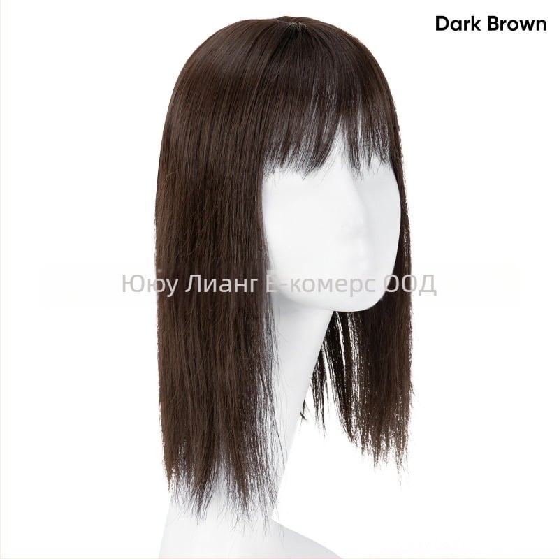 Перука-парче за жени - дълго прав кос парче с 3D чело, механично обработено, коприна с висока топлопроводимост, може да се къдри и боядисва