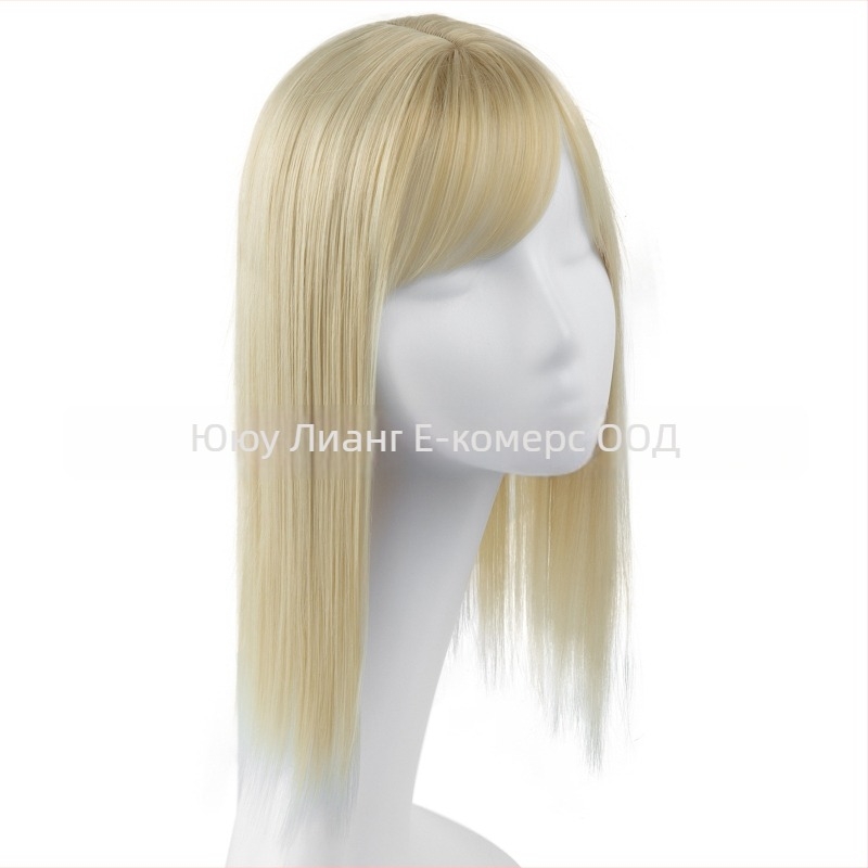 Перука-парче за жени - дълго прав кос парче с 3D чело, механично обработено, коприна с висока топлопроводимост, може да се къдри и боядисва