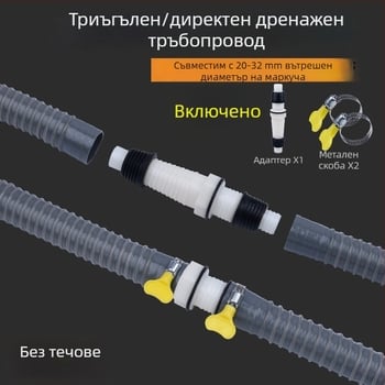 Пералня тръба за отводняване, Y-разклонение, триръчна удължителна тръба, връзка към подов дренаж (Марка: друга; Сертификация: Няма; Материал: По подразбиране; Стил: модерен и минималистичен)