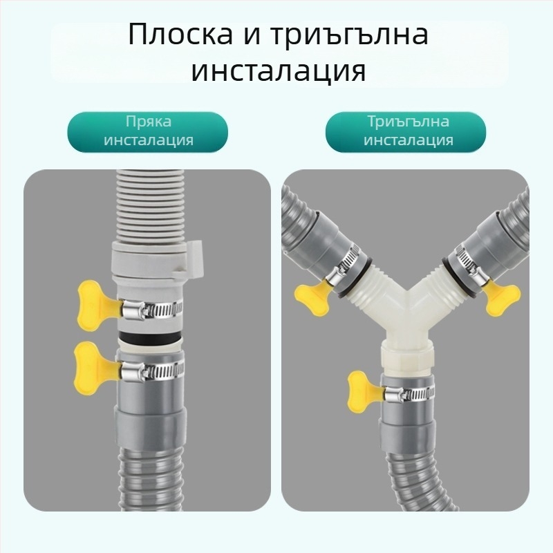 Пералня тръба за отводняване, Y-разклонение, триръчна удължителна тръба, връзка към подов дренаж (Марка: друга; Сертификация: Няма; Материал: По подразбиране; Стил: модерен и минималистичен)