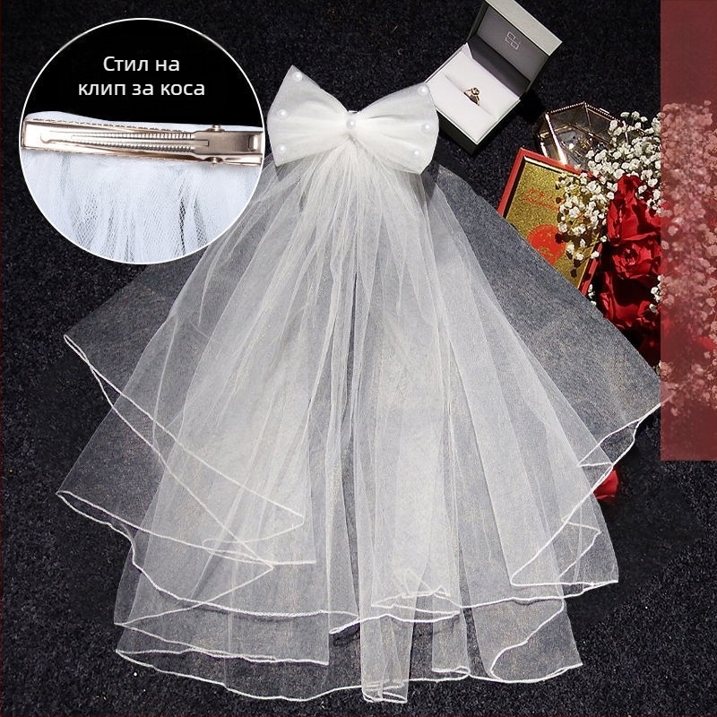 Булчински аксесоар за глава с фата — модерен минималистичен стил за двойка, марка Unique, зима 2022