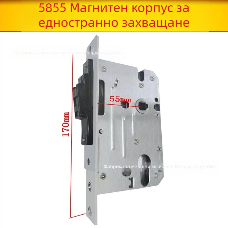 Дръжково заключване за вътрешни дървени врати — механичен корпус, вградена инсталация, универсален цилиндър, модели 5045/5845/7255