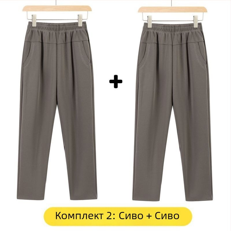 Прави ежедневни панталони за жени в средна възраст, висока талия, дебела флисова подплата, бамбук/лиоцел плат