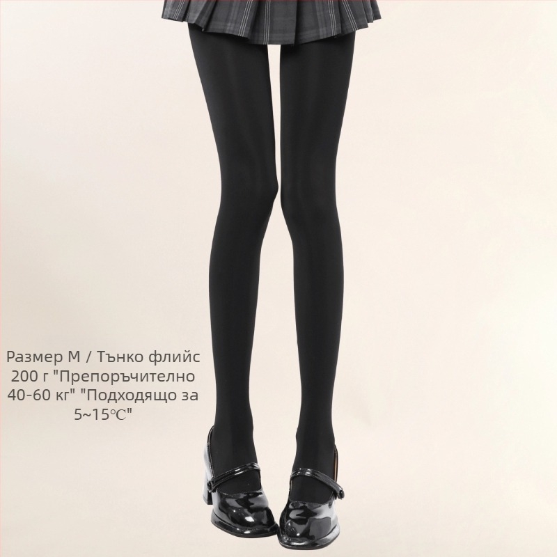 JK-стил подплатени колготки с пухена вътрешна подплата, дебели зимни колготки за жени (пухена подплата, дебелина, зимна топлина, JK стил, с крачета)