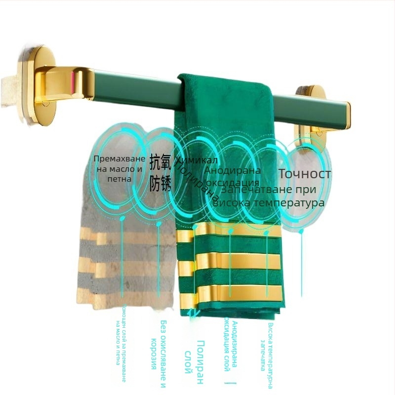 Стенен държач за кърпи без пробиване, пластмасов едноредов държач за баня, CE сертифициран