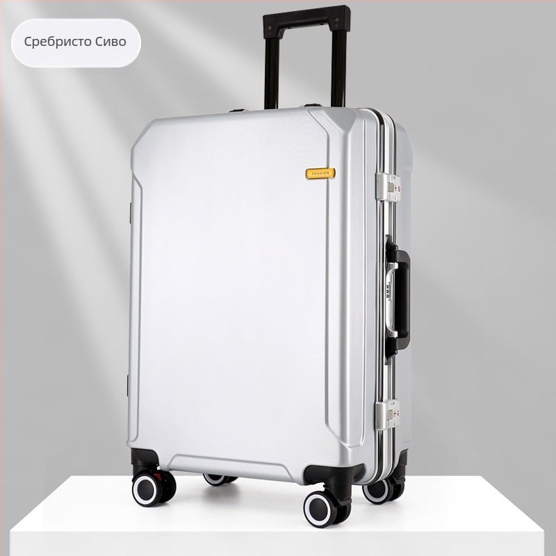Ролков куфар за пътуване с USB интерфейс и антиоткрадване, сваляеми универсални колела, отваряне с алуминиева рамка, катинар, тегло 2,5 кг
