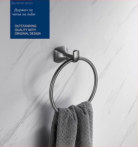 Стенно държач за кърпи, 304 неръждаема стомана, електроплакирано покритие, Mu Ku, опростен стил
