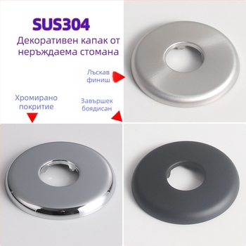 Скрит душов ръкав за вграждане в стена, с горен пръскал и функция дъжд, кръгъл дизайн, 304 неръждаема стомана, модел SKD1223