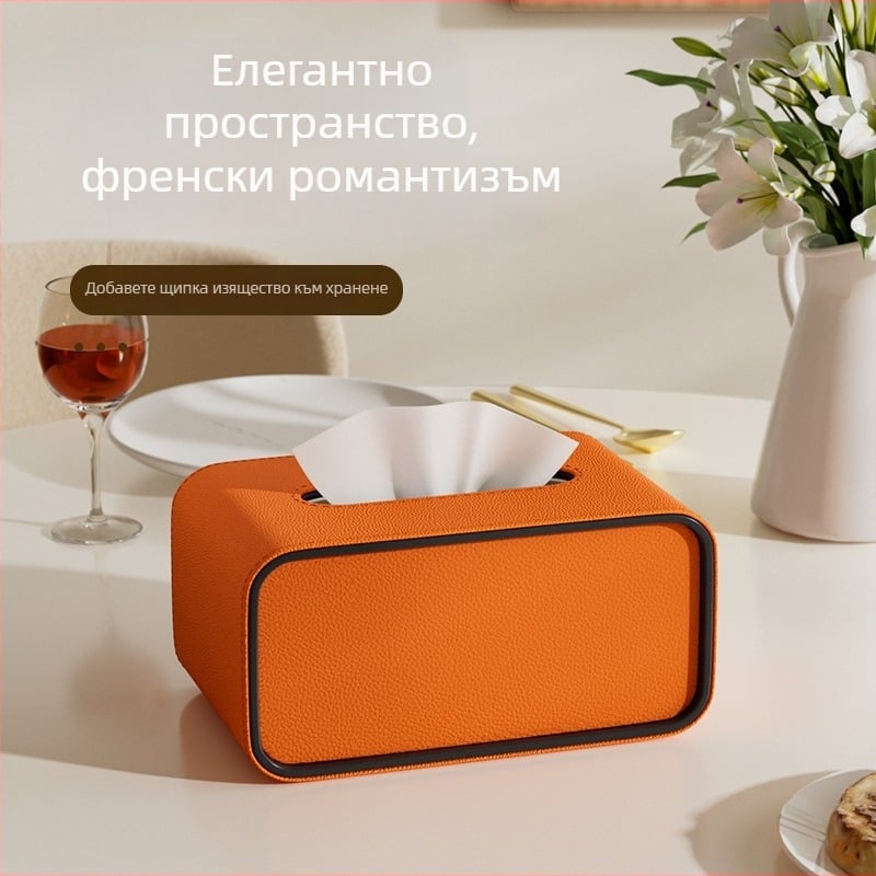 Кожена овална кутия за салфетки, модел Cxk-65, пакет от 6, многофункционална