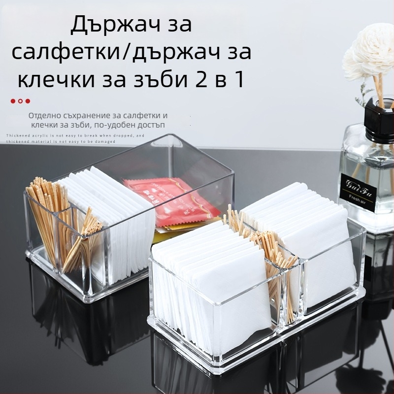 Акрилна настолна вертикална поставка за салфетки, квадратна стойка за салфетки, прозрачна кутия за салфетки с печат на лого