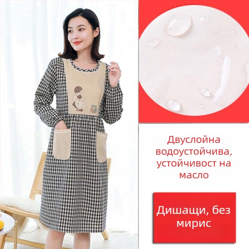 Фартук с дълги ръкави — водоустойчив, маслоустойчив, дишащ, тънък за домашна кухня