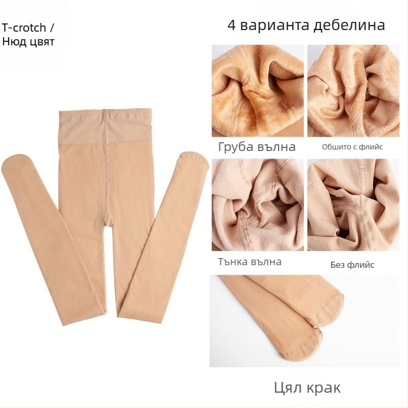 Панталонни колготки от найлон, едноцветен модел, бикини чат, удебелени, секси стил