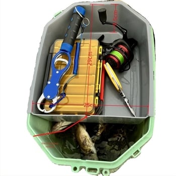 Кутия за риболов със сухо и мокро разделение, кофа за живи риби с държач за въдица, седалка и подсилен корпус