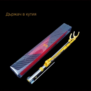 Държач за въдици от въглеродни влакна със земен щифт и кутия за риболов, двупосочен телескопичен държач за пръти