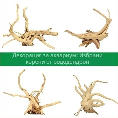 Комплект за декорация на аквариум: дрифтово дърво, корен от азалия, мъх и водни растения за оформление на аквариума