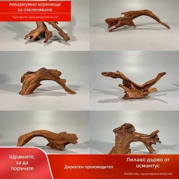 Аквариумна декорация: кореново дърво от лилаво тиково дърво, потънало дърво, дървен стълб