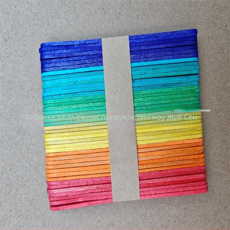 Цветни дървени пръчки за сладолед, 114×10×2, DIY комплект, 20 бр, брезова дървесина