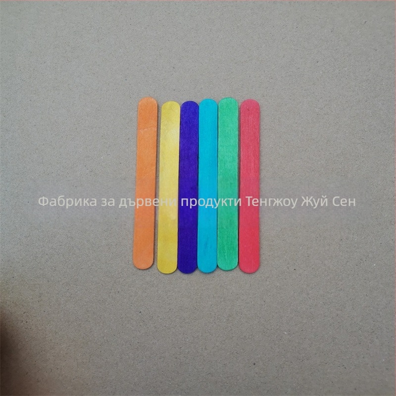 Цветни дървени пръчки за сладолед, 114×10×2, DIY комплект, 20 бр, брезова дървесина