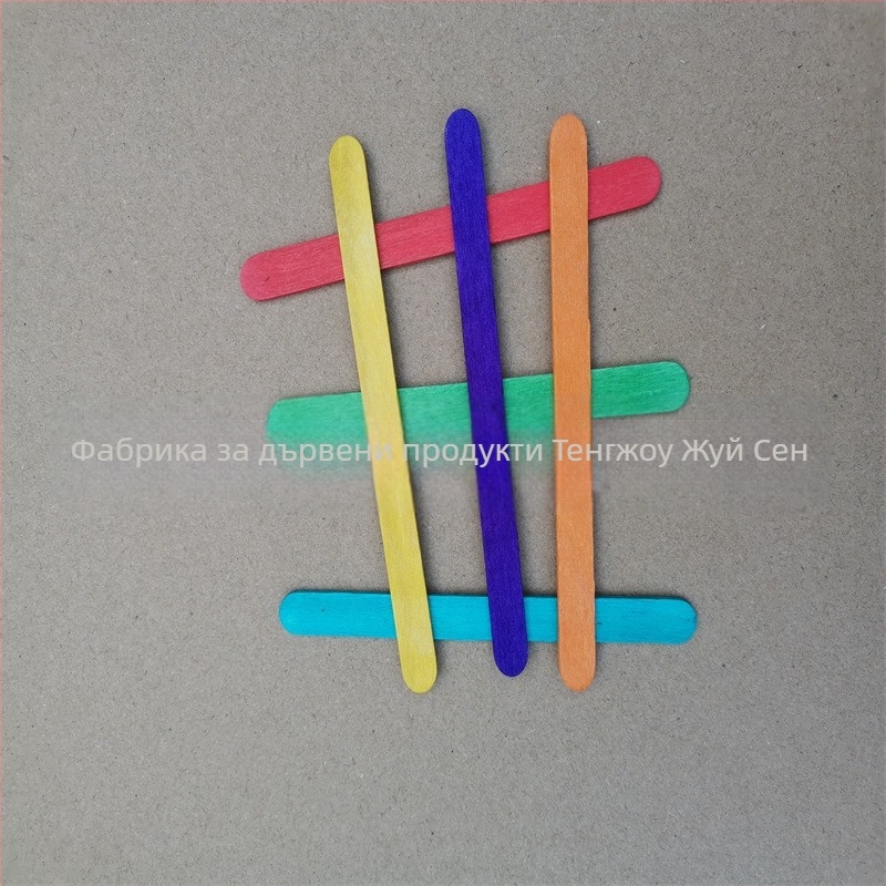 Цветни дървени пръчки за сладолед, 114×10×2, DIY комплект, 20 бр, брезова дървесина