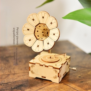 DIY ръчно изработена грамофонна музикална кутия – комплект, дървени украси, ретро стил, подарък за рожден ден