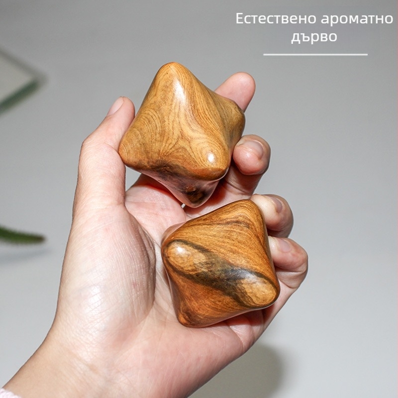 Дървен ръчен масажор с ароматно дърво и шестостенна топка от сандалово дърво – дървени занаятчийски изделия за пътуване