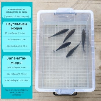 Пластмасова запечатана кутия за пренос на живи риби, за риболов на открито, голям капацитет, кислородирана за транспортиране на морски дарове и водни продукти