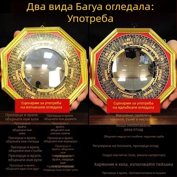Декоративно огледало с осем триграма за дома, изпъкнал и вдлъбнат дизайн, със символ yin-yang