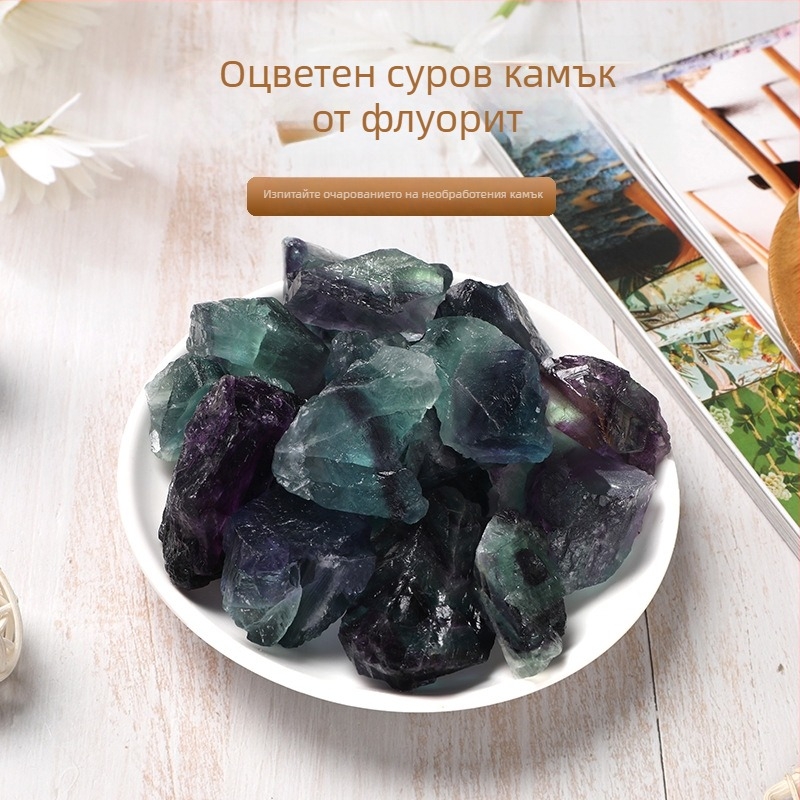 Цветен флуорит суров камък – чакъл за ароматерапия и кристални камъни за декорация на аквариум