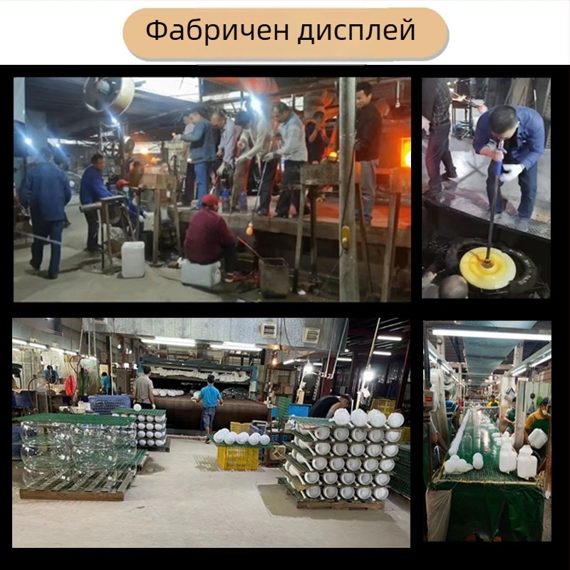 Прозрачен стъклен абажур с балончета, цилиндричен, за настолни, стенни, подови и външни лампи