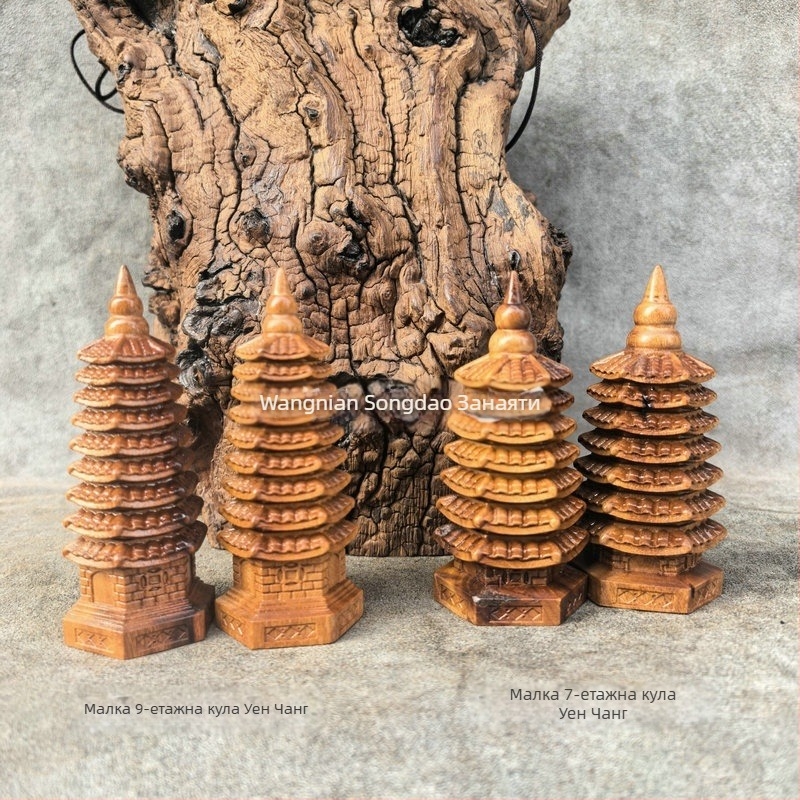 Wenchang Tower от Jujube wood, естествено ударено от мълния, седеметажна или девететажна, резбовано твърдо дърво за бюро