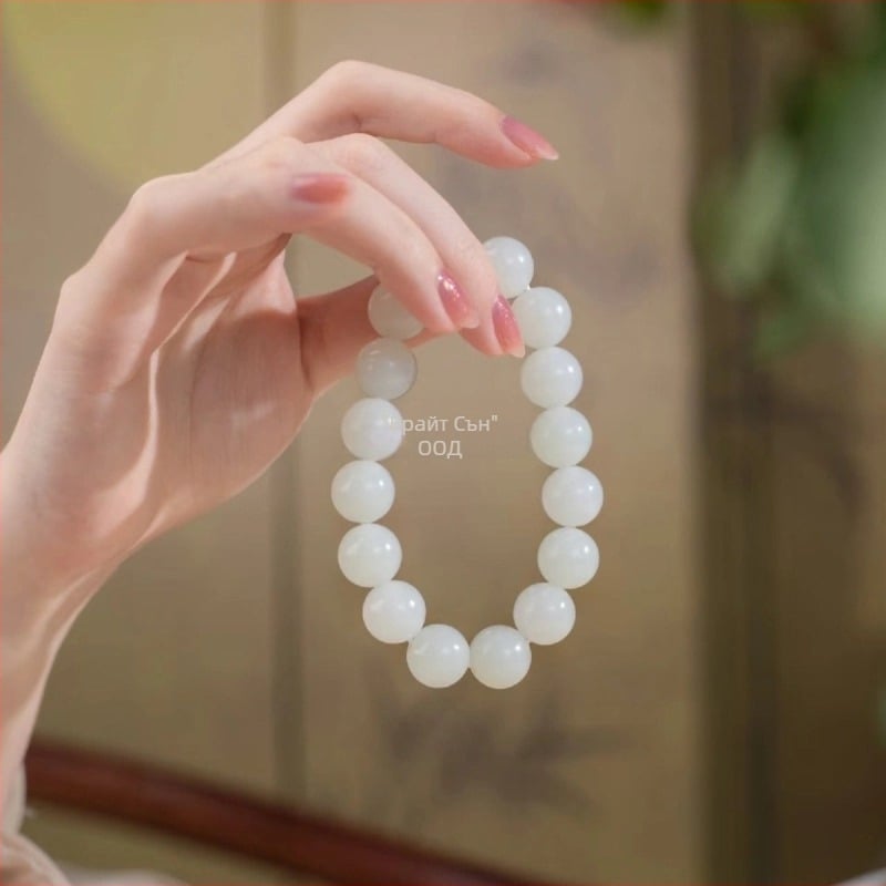 Естествен нефрит от Xinjiang, гривна от бял нефрит, Хетиан нефрит, колекционерски клас