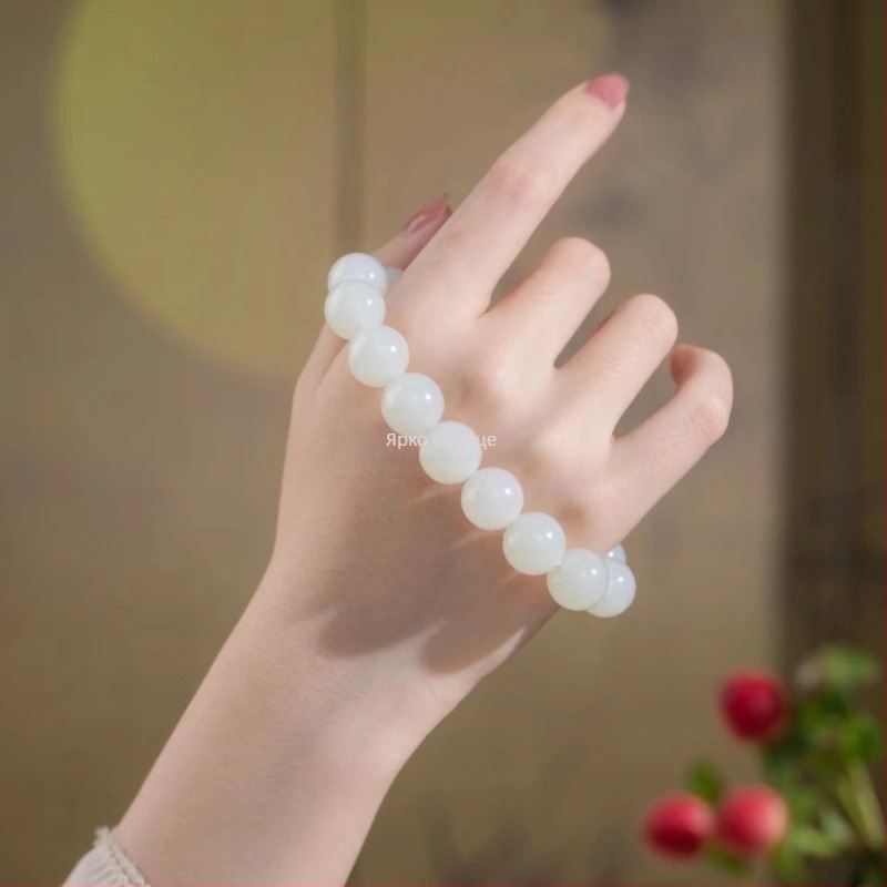 Естествен нефрит от Xinjiang, гривна от бял нефрит, Хетиан нефрит, колекционерски клас