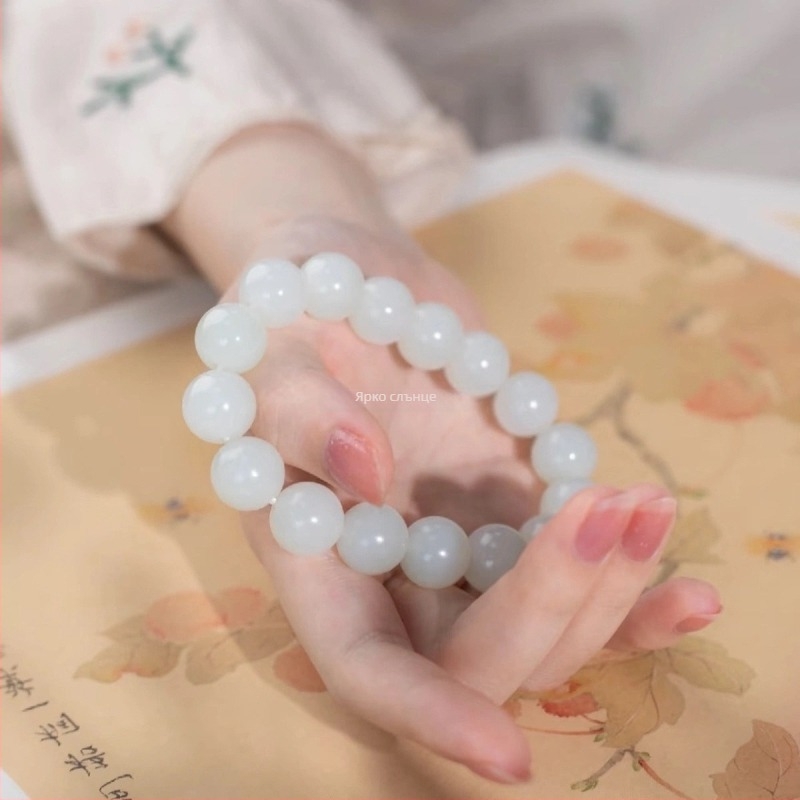 Естествен нефрит от Xinjiang, гривна от бял нефрит, Хетиан нефрит, колекционерски клас