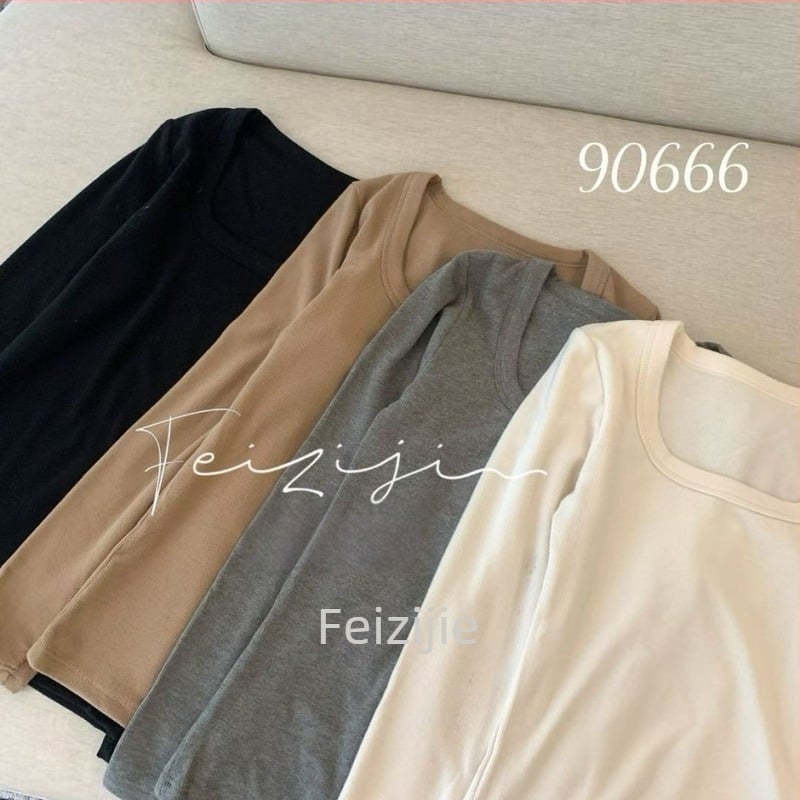 Дамска термо-блуза с дълъг ръкав, квадратно деколте, ултра тънка вискоза, прилегнал силует.