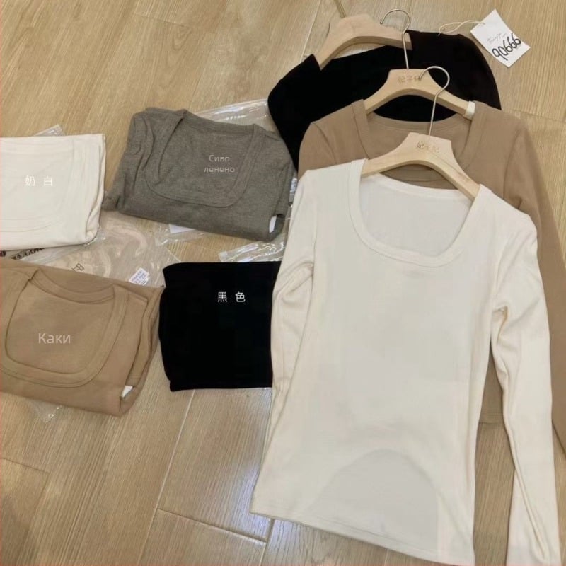 Дамска термо-блуза с дълъг ръкав, квадратно деколте, ултра тънка вискоза, прилегнал силует.