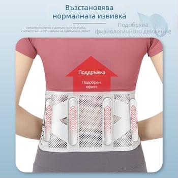 Пояс за поддръжка на талията с двойна компресия и стоманени плочи, дишащ пояс за кръста, фиксация и възстановяване на лумбалния диск и стесняване на талията