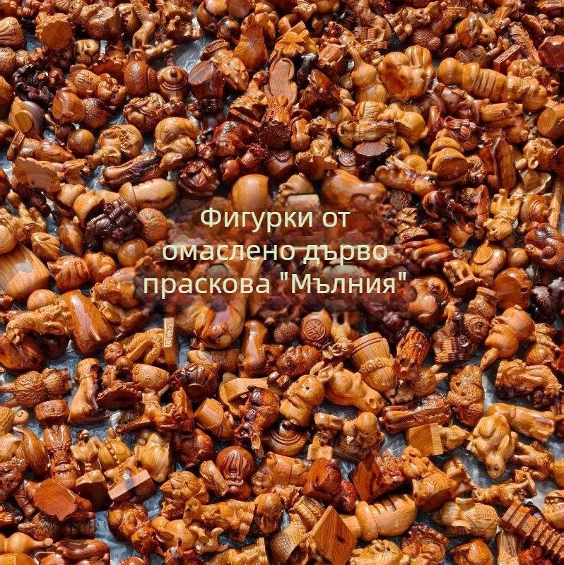 Дървен резбарски елемент от прасковено дърво, обработен с масло, малък декоративен сувенир за държане в ръка