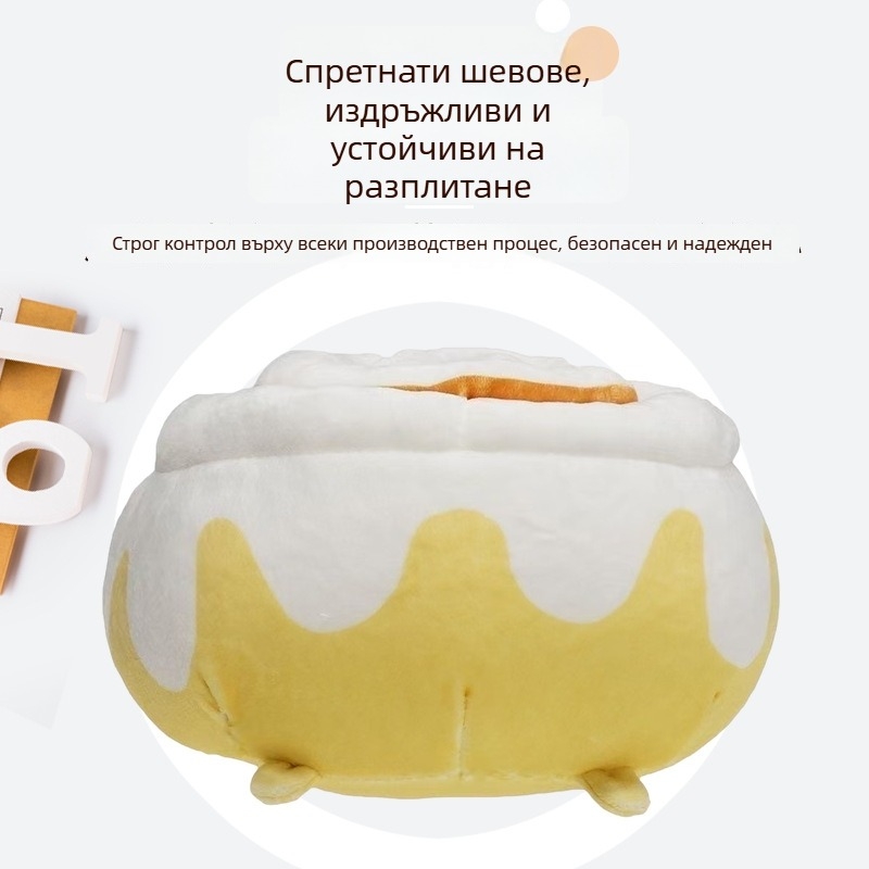 Сива плюшена котка – плюшена играчка с мотиви донат, пица и хамбургер; дизайн сандвич‑бисквитка; кукла за грабваща аркадна машина