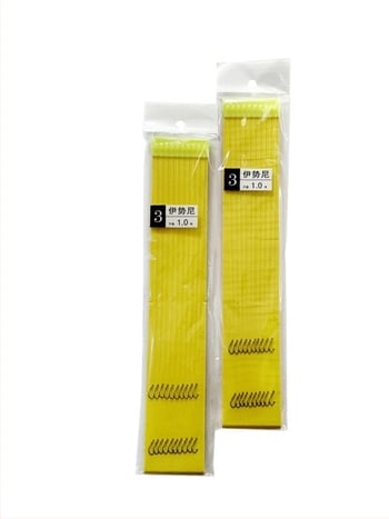 10 комплекта предварително вързани двойни рибарски куки с бодли и без бодли, златисти обвивки, стилове Iseni и Izu, размери 1–7