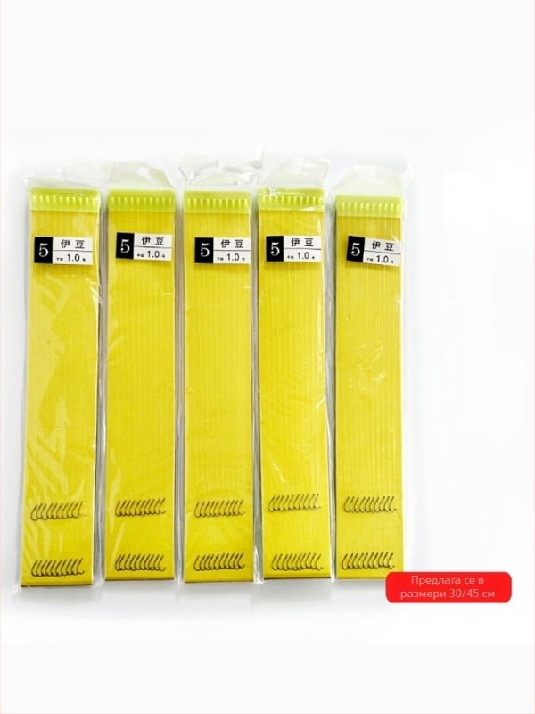 10 комплекта предварително вързани двойни рибарски куки с бодли и без бодли, златисти обвивки, стилове Iseni и Izu, размери 1–7