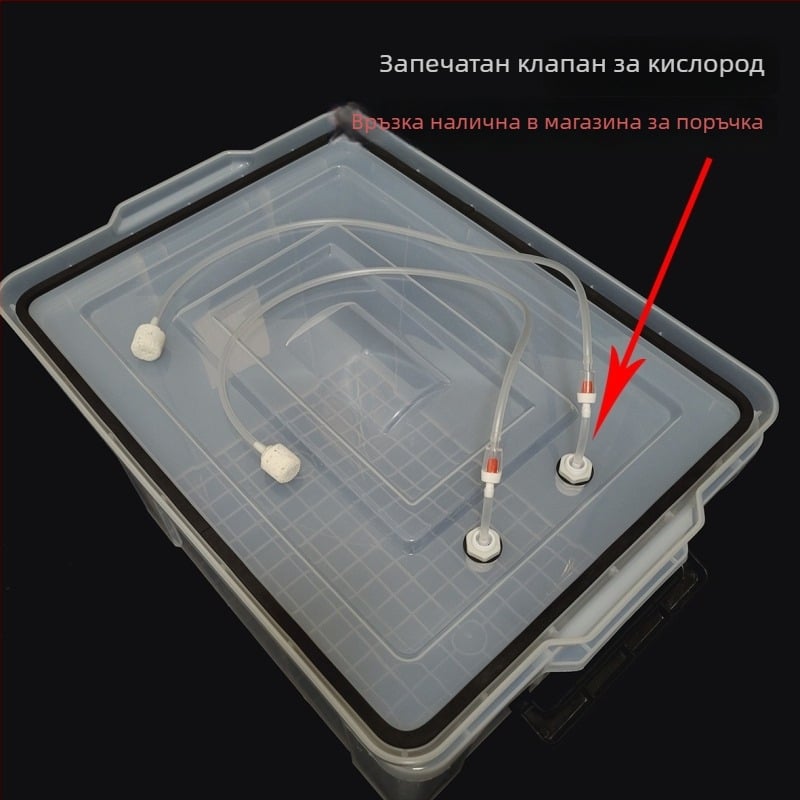 Прозрачен правоъгълен транспортен контейнер за живи риби, херметично уплътнен за автомобил, съхранение на риболовни принадлежности