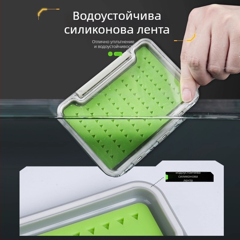 Прозрачна силиконова водоустойчива кутия за мухарски куки и примамки – преносима удароустойчива кутия за риболовни аксесоари